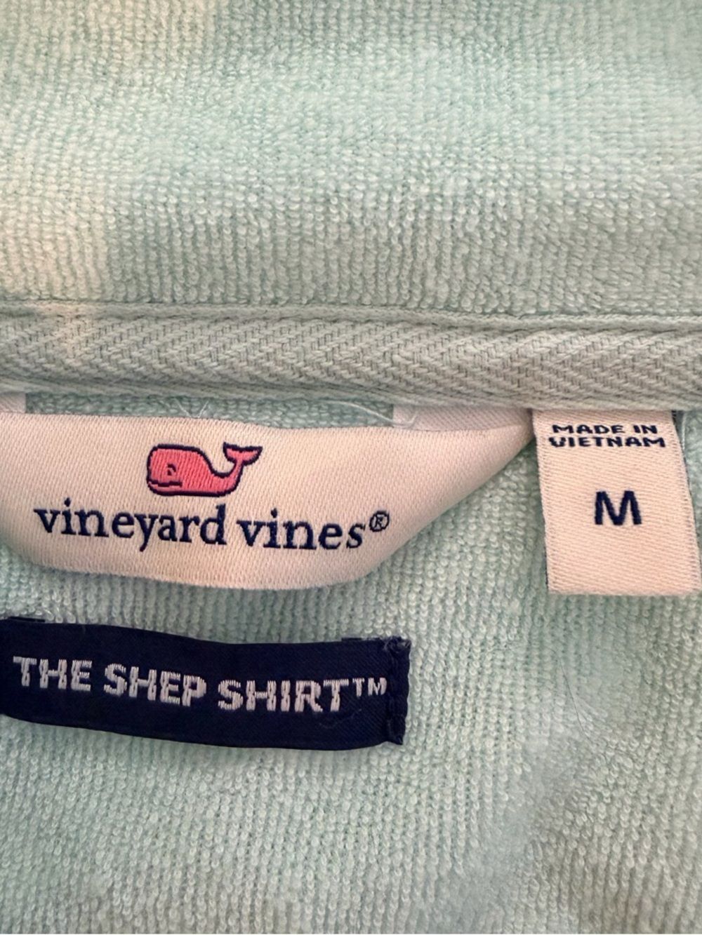 Vineyard Vines Women's Dreamcloth 1/4 Zip Shep Shirt Medium Mint Green - Picture 9 of 10